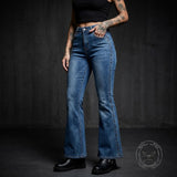 Fashion Stretch Side Studs Raw Hem Bootcut Jeans