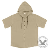 Fashion Thin Breathable Hooded Short Sleeve Linen Shirt