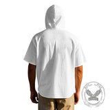 Fashion Thin Breathable Hooded Short Sleeve Linen Shirt