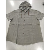 Fashion Thin Breathable Hooded Short Sleeve Linen Shirt