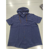 Fashion Thin Breathable Hooded Short Sleeve Linen Shirt