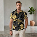 Fashion Tropical Plant Print Short Sleeve Polo Shirt 01 | Gthic.com
