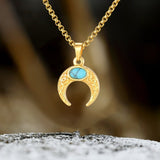 Fashion Turquoise Moon Stainless Steel Pendant