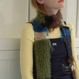 Fashion Y2K Colorblock Striped Knitted Tassel Scarf | Gthic.com