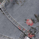 Fashion Y2K Floral Print Ripped Straight Jeans