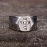 Fashionable Diamond Cross Stainless Steel Ring