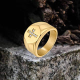 Fashionable Diamond Cross Stainless Steel Ring | Gthic.com