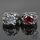 Fashionable Dragon Claw Gemstone Stainless Steel Ring | Gthic.com