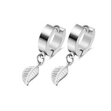Feather Stainless Steel Hoop Earrings