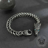 Fenrir Wolf Head Gem Eye Stainless Steel Bracelet | Gthic.com