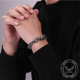 Fenrir Wolf Head Gem Eye Stainless Steel Bracelet | Gthic.com