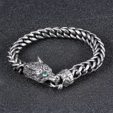 Fenrir Wolf Head Gem Eye Stainless Steel Bracelet