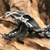 Ferocious Tiger Head Skull Sterling Silver Pendant