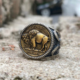 Five Cents Sterling Silver Buffalo Nickel Coin Ring | Gthic.com