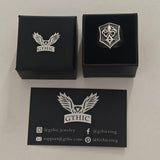 Anello teschio in argento sterling con gabbia