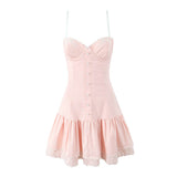 Floral Embroidery Back Tie-Back Suspender Dress 02 | Gthic.com