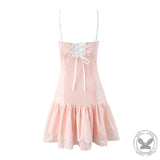 Floral Embroidery Back Tie-Back Suspender Dress