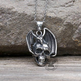 Flying Dragon Skull Stainless Steel Pendant | Gthic.com