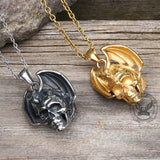 Flying Dragon Skull Stainless Steel Pendant | Gthic.com
