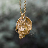 Ciondolo in acciaio inossidabile con teschio di drago volante