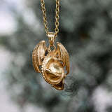 Ciondolo in acciaio inossidabile con teschio di drago volante