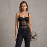 French See-Through Mesh Slim-Fit Suspender Corset | Gthic.com