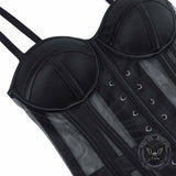 French See-Through Mesh Slim-Fit Suspender Corset