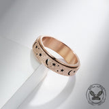 Frosted Hollow Star Moon Stainless Steel Spinner Ring