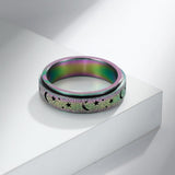 Frosted Hollow Star Moon Stainless Steel Spinner Ring