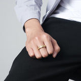 Frosted Hollow Star Moon Stainless Steel Spinner Ring 02 | Gthic.com