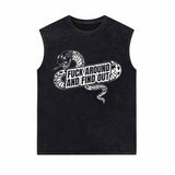 Fuck Around And Find Out Snake Vintage Washed Vest Top 01 | Gthic.com