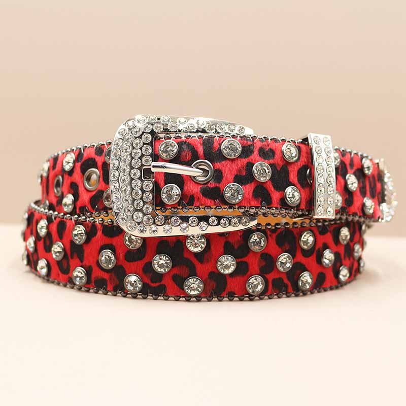 Full Rhinestone Y2K Leopard Print PU Leather Belt – GTHIC
