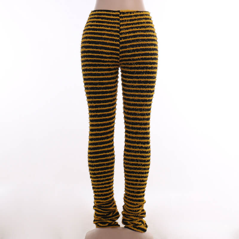 Buy Designer Women Black Striped Polyester Blend Tights (L) l Hose