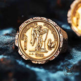 Gallic Rooster Victory Angel Badge Sterling Silver Ring