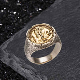 Gallic Rooster Victory Angel Badge Sterling Silver Ring