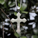 Gem-Set Budded Cross Stainless Steel Pendant