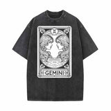 Gemini Tarot Card Horoscope Vintage Washed T-shirt | Gthic.com