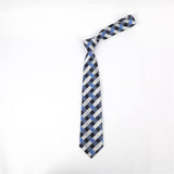 Geometric Check Striped Polyester Tie
