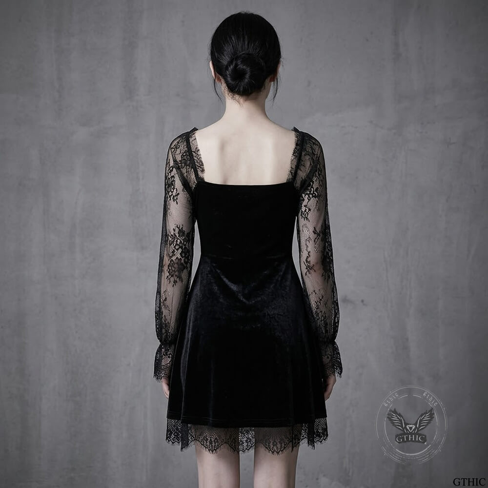 Gothic A Line Polyester Mini Dress