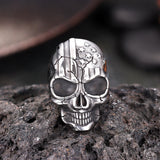 Gothic American Flag Skull Domineering Stainless Steel Ring