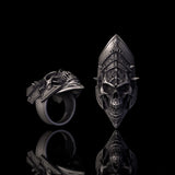 Gothic Armor Skull Sterling Silver Knuckle Ring | Gthic.com