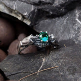 Gothic Bat Diopside Sterling Silver Ring | Gthic.com