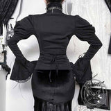 Gothic Bell Sleeve Slim Fit Versatile Lace-Up Shirt | Gthic.com