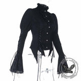 Gothic Bell Sleeve Slim Fit Versatile Lace-Up Shirt | Gthic.com