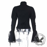 Gothic Bell Sleeve Slim Fit Versatile Lace-Up Shirt