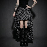 Gothic Black And White Checkered Irregular Skirt | Gthic.com