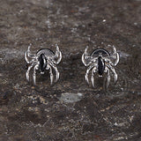 Gothic Black Gem Spider Stainless Steel Animal Earrings