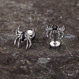 Gothic Black Gem Spider Stainless Steel Animal Earrings