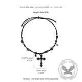Gothic Black Gemstone Cross Alloy Clavicle Necklace