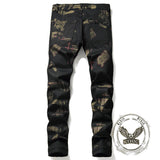 Gothic Black Print Straight Stretch Jeans | Gthic.com
